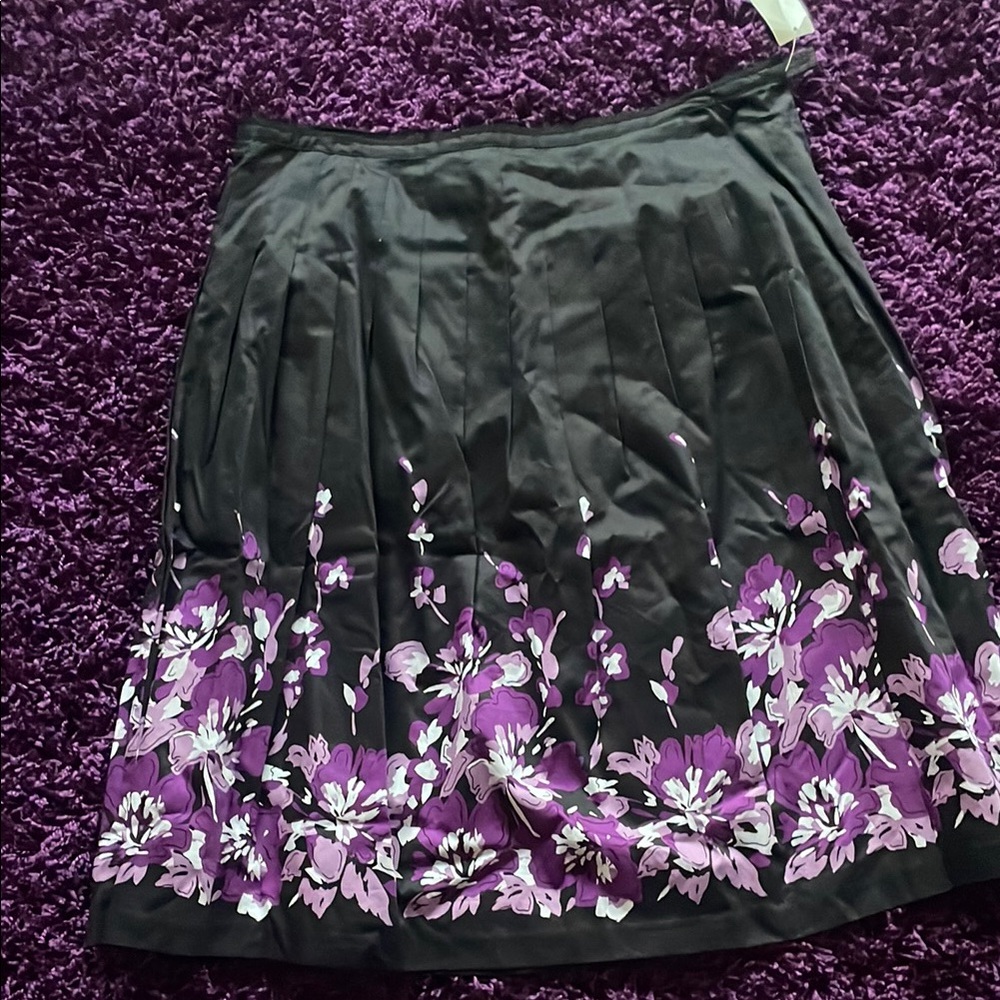 Charter Club Purple and Black Pleated Midi Skirt